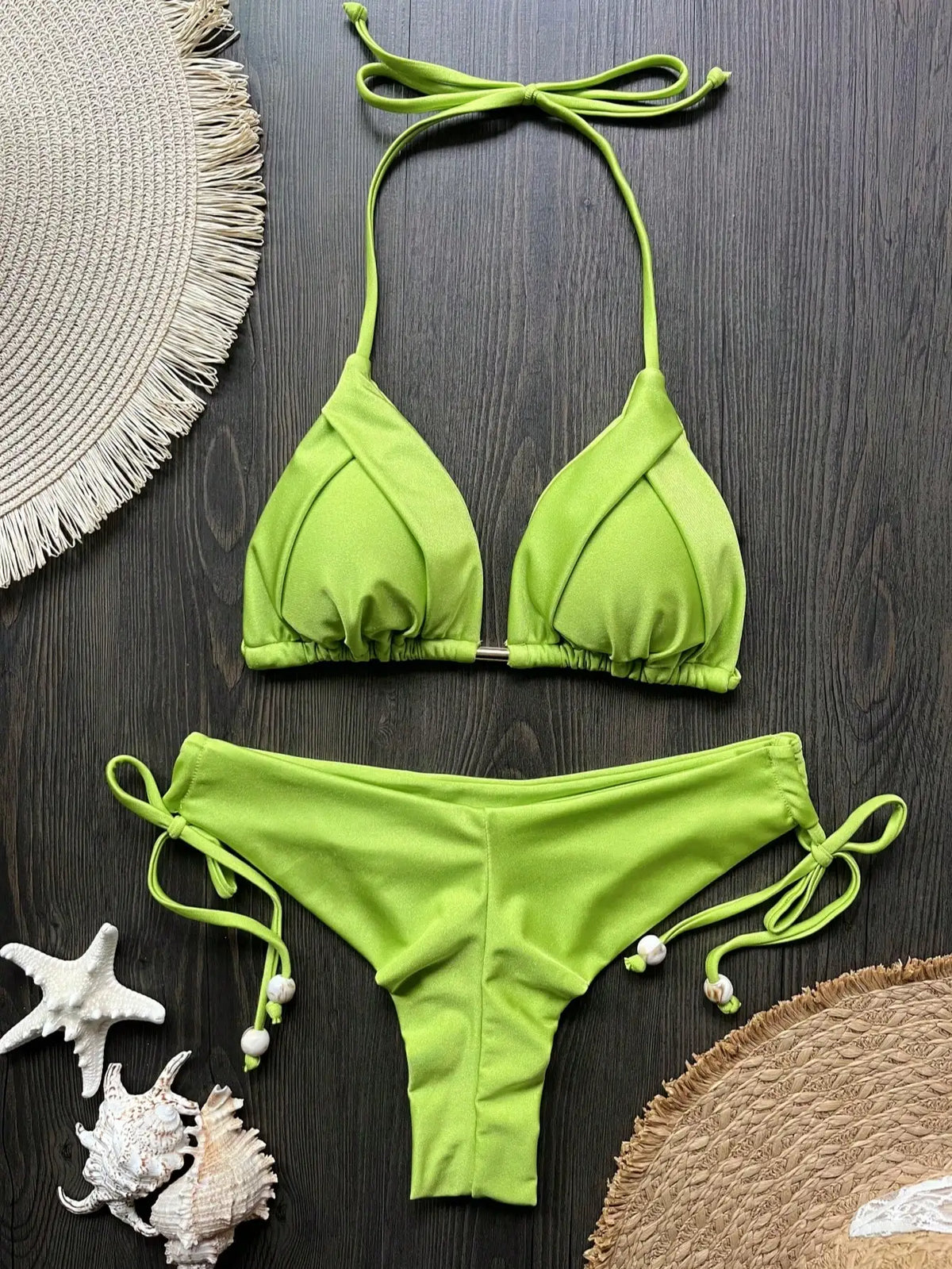 The Harrow Beaded Halter Bikini