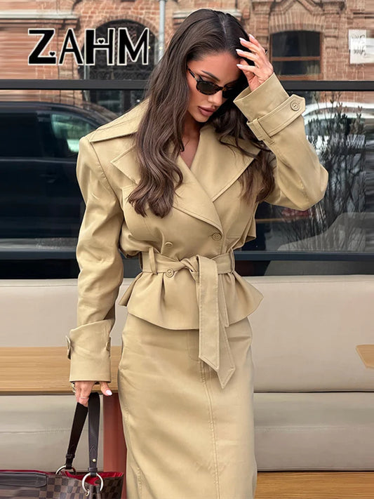 The Barons Court Lace-Up Coat & Skirt Set
