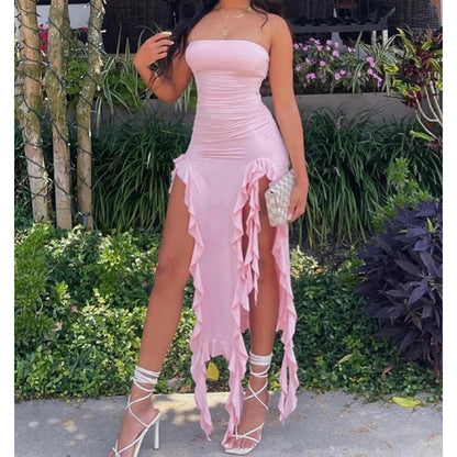 The Soho Strapless Slit Dress