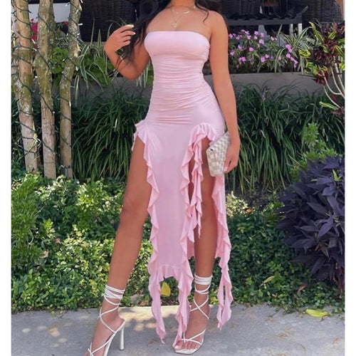 The Soho Strapless Slit Dress