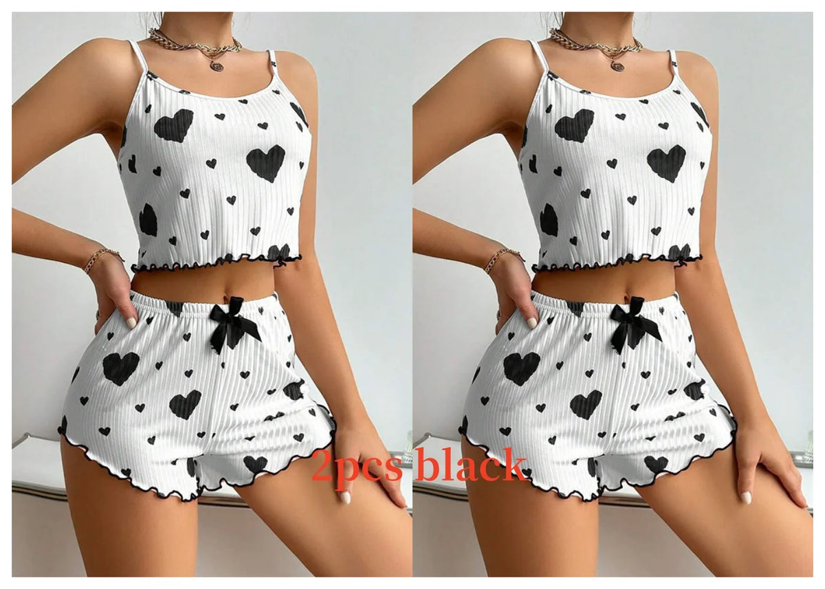 The Kensal Rise Love-Print Cami Pajama Set