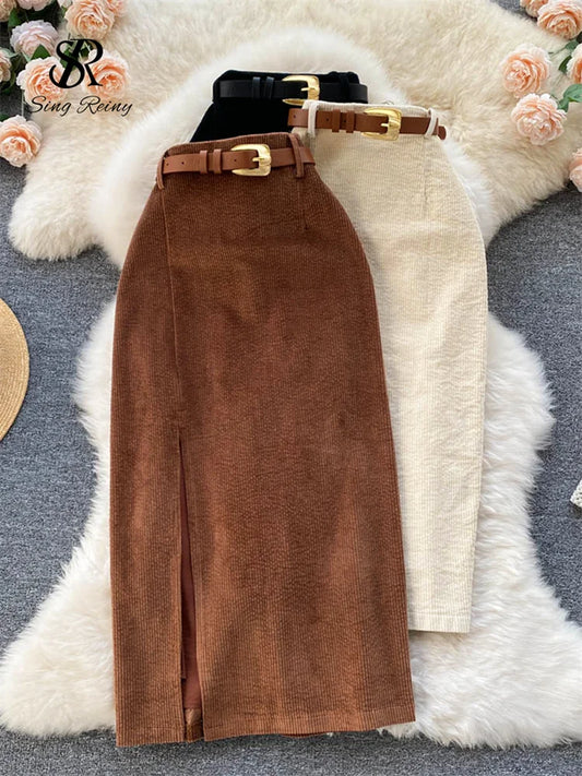 The New Malden Corduroy Split Skirt
