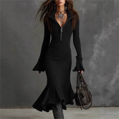 The Barbican Turtleneck Knit Midi Dress