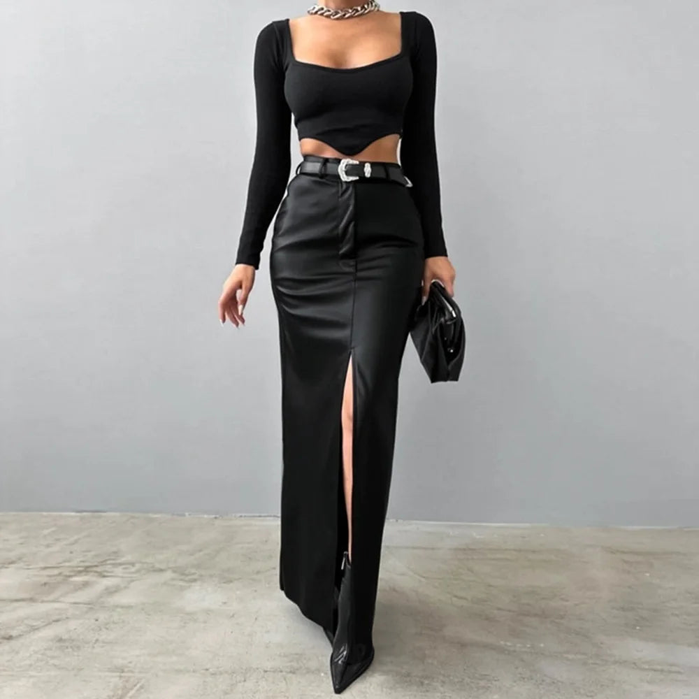 The Whetstone Leather-Look Maxi Skirt