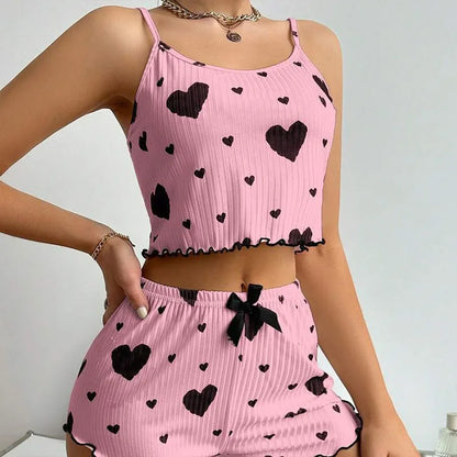 The Kensal Rise Love-Print Cami Pajama Set