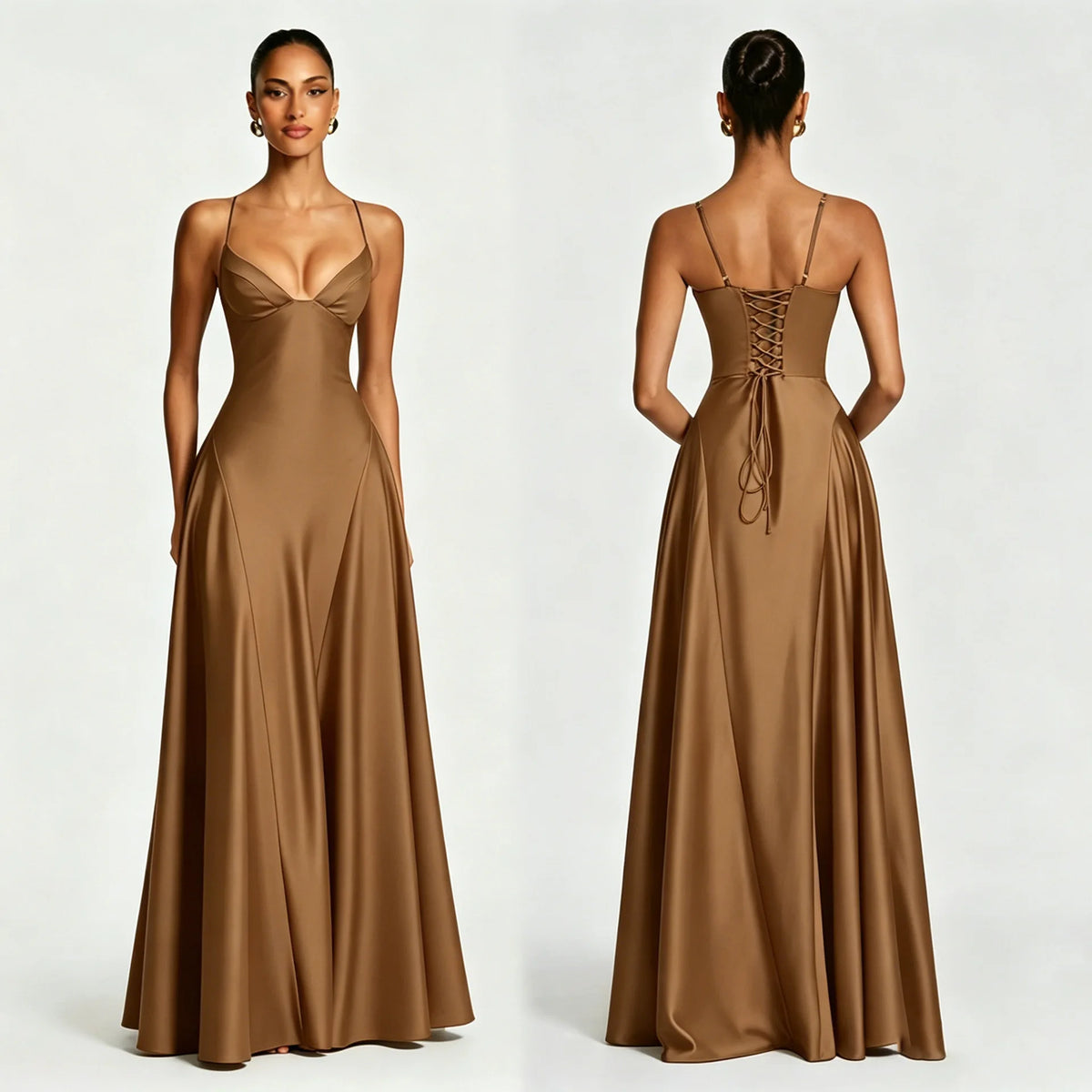 The Kensal Green Satin Corset Maxi Dress