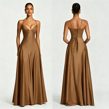 The Kensal Green Satin Corset Maxi Dress